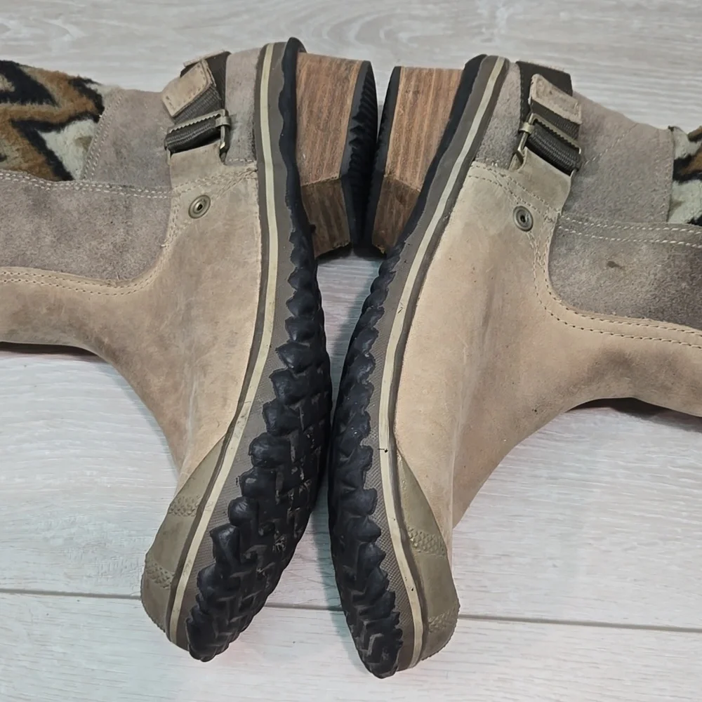 Sorel Women's Ankle Leather Rubber Tan&Brown Boots Shoes Sz 9